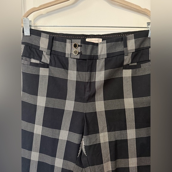 Essential Slim by Anthropologie Women’s Dark Checkered Plaid Trousers - Size 8 - Picture 2 of 9